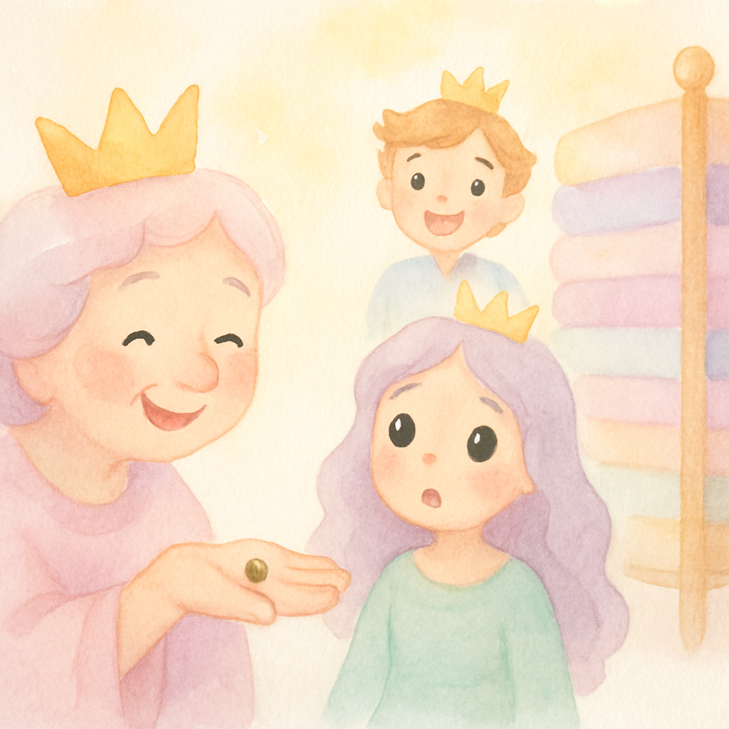 할머니 왕비가 진짜 공주임을 확인하며 기뻐하는 장면